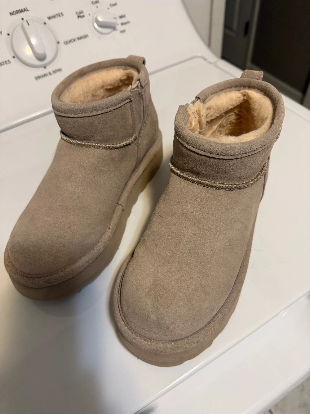 BearPaw Kids Tan Suede Shearling Lined Boots